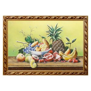 Натюрморт "Фрукты с ананасом" багет 46х66 см, каменная крошка 111206