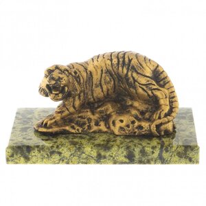 Новогодний сувенир фигурка "Тигр малый" камень змеевик - подарок 2022 Год тигра