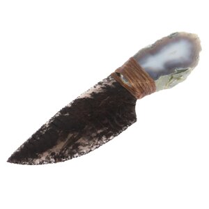 Нож каменный из обсидиана рукоять агат 23х5х5 см 126790