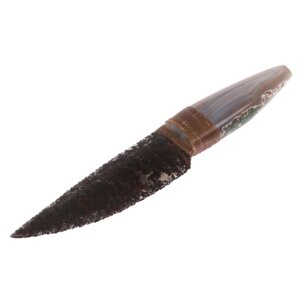 Нож каменный из обсидиана рукоять агат 24х4х2 см 126791