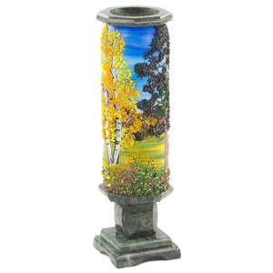Подарочная ваза из камня "Осень"красивое украшение интерьера недорого