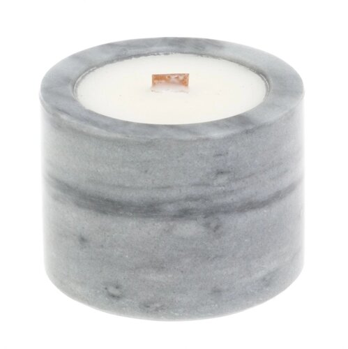 Подсвечник круглый из серого мрамора со свечей 7х7х5,5 см 126864