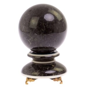 Шар из лабрадорита 10,5 см на подставке / шар декоративный / шар для медитаций / каменный шарик / сувенир из камня