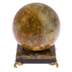 Шар на подставке из офиокальцита 10,5 см / шар декоративный / шар для медитаций / каменный шарик / сувенир из камня