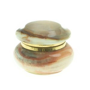 Шкатулка круглая "Грибок" камень оникс коричневый 7,6х5,9 см (3) / шкатулка для ювелирных украшений / для хранения