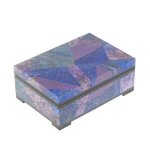 Шкатулка "Мозайка" из лазурита и чароита 11х7,5х4,5 см 127165