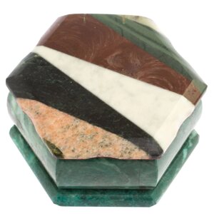 Шкатулка с мозаикой "Шесть граней" 14,5х12,5х7 см из камня змеевик / шкатулка для ювелирных украшений / для хранения
