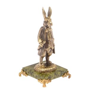 Статуэтка из бронзы "Кролик во фраке" на подставке из змеевика 125270
