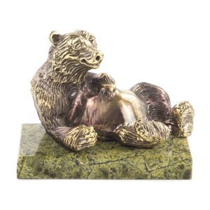 Статуэтка "Медведь лежит" из бронзы и змеевика 119952