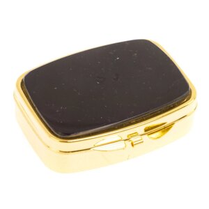 Таблетница на 2 отделения камень турмалин шерл цвет золото 126513