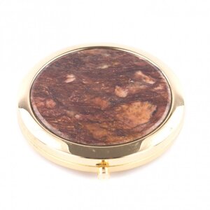 Зеркальце карманное круглое из авантюрина цвет золото 121289