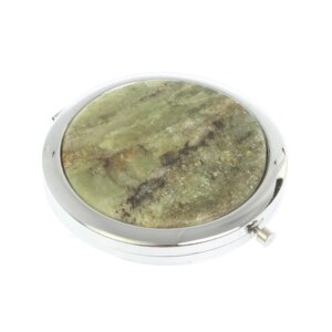 Зеркало круглое из камня желтый апатит цвет серебро 127183
