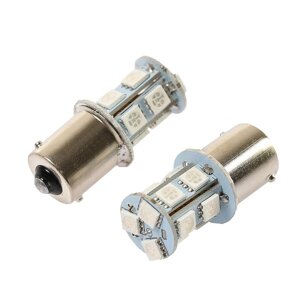 Автолампа светодиодная Cartage, P21/W, 12 В, 13 SMD-5050, свет красный, набор 2 шт