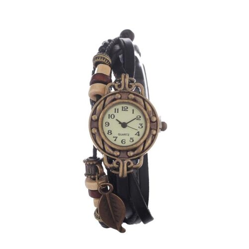 Часы наручные женские "Элиос", дискретный ход, ремешок 19.5 см, d-1.5 см, черные