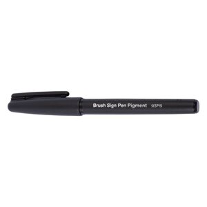 Фломастер-Кисть для каллиграфии Pentel Brush Sign Pen Pigment, 1,1 - 2,2 мм, чернила чёрные (12 шт)