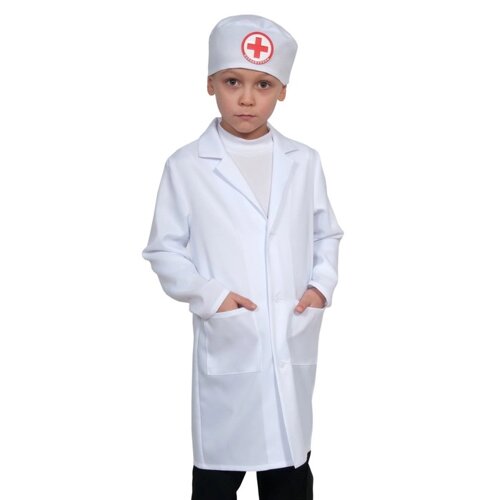 Карнавальный костюм "Доктор-2", халат, шапочка, р-р S, рост 116-122 см