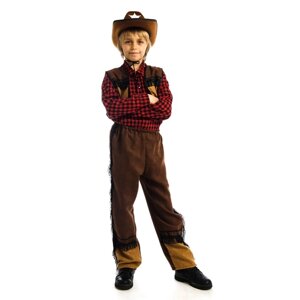 Карнавальный костюм «Ковбой», шляпа, рубашка, жилетка, брюки, р. 28, рост 110 см, 3-5 лет