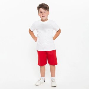 Комплект для мальчика (футболка, шорты), цвет белый/красный МИКС, рост 134-140 см