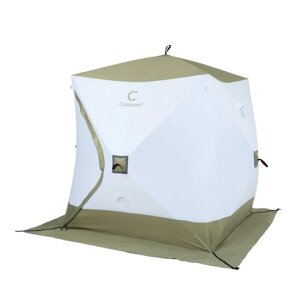 Палатка зимняя куб "СЛЕДОПЫТ" Premium, 2.1 2.1 м, 4-х местная, 3 слоя, цвет белый/олива