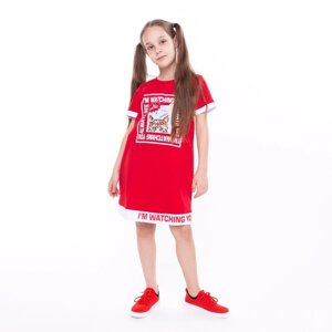 Платье для девочки, цвет красный, рост 110 см
