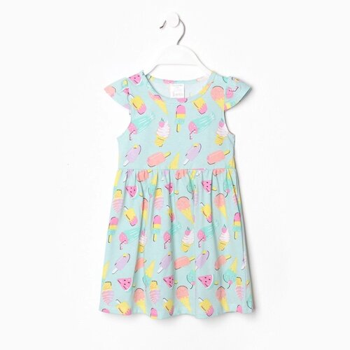 Платье для девочки, цвет зелёный/мороженое, рост 104-110 см