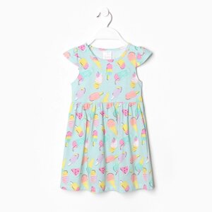 Платье для девочки, цвет зелёный/мороженое, рост 110-116 см