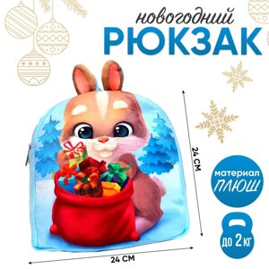 Рюкзак детский плюшевый «Заяц с подарками», 2424 см