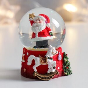 Сувенир полистоун водяной шар "Дед Мороз со звёздочкой" 4,5х4,5х6,5 см (6 шт)