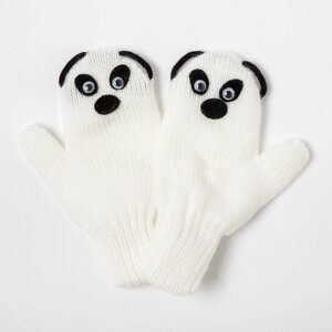 Варежки для девочки двойные «Панда», белый, размер 12