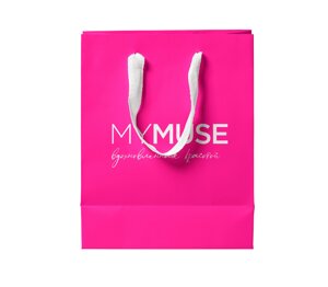 Пакет бумажный розовый с логотипом My Muse 250х300х130