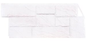 Фасадная панель Фасайдинг Дачный, Камень Крупный, Белый FineBer E100103