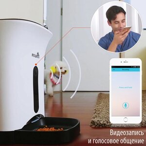 Черно-белая автокормушка Petwant с видеокамерой и Wi-Fi