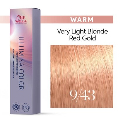 Illumina Color 9/43 (очень светлый блонд медно-золотистый) - стойкая крем краска, 60 мл.