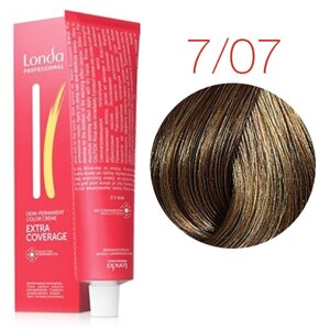 Londa Color Extra Coverage 7/07 (блонд натуральный коричневый) - тонирующая крем-краска для волос, 60 мл.