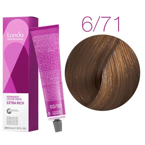 Londa Color Extra Rich 6/71 (темный блонд коричнево-пепельный) - стойкая крем-краска для волос, 60 мл.