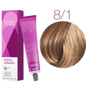 Londa Color Extra Rich 8/1 (светлый блонд пепельный) - стойкая крем-краска для волос, 60 мл.