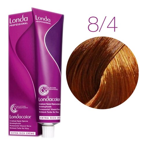 Londa Color Extra Rich 8/4 (светлый блонд медный) - стойкая крем-краска для волос, 60 мл.