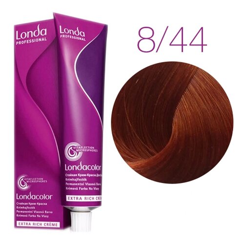 Londa Color Extra Rich 8/44 (светлый блонд интенсивный медный) - стойкая крем-краска для волос, 60 мл.