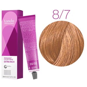Londa Color Extra Rich 8/7 (светлый блонд коричневый) - стойкая крем-краска для волос, 60 мл.