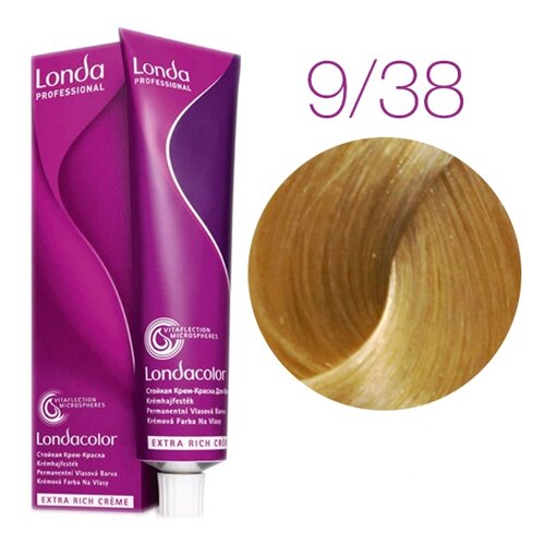 Londa Color Extra Rich 9/38 (очень светлый блонд золотисто-жемчужный) - стойкая крем-краска для волос, 60 мл.