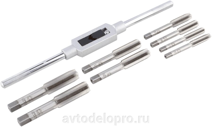 Набор метчиков с воротком М8-М14 (8шт.№1/№2/блистер) BERIL 523008 от компании АВТОДЕЛО Инструмент - фото 1