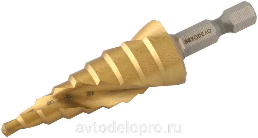Сверло ступенчатое спиральное 4.0-20.0 мм (9 ступ., хвостовик HEX1/4") АвтоDело 45720 от компании АВТОДЕЛО Инструмент - фото 1