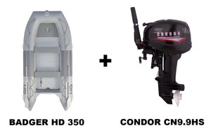 Лодка пвх badger HD 350 + 2х-тактный лодочный мотор condor CN9.9HS