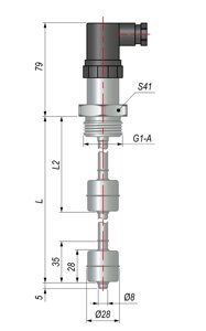 Датчик уровня поплавковый ПДУ-2Н. 2.1400.900. К. G1