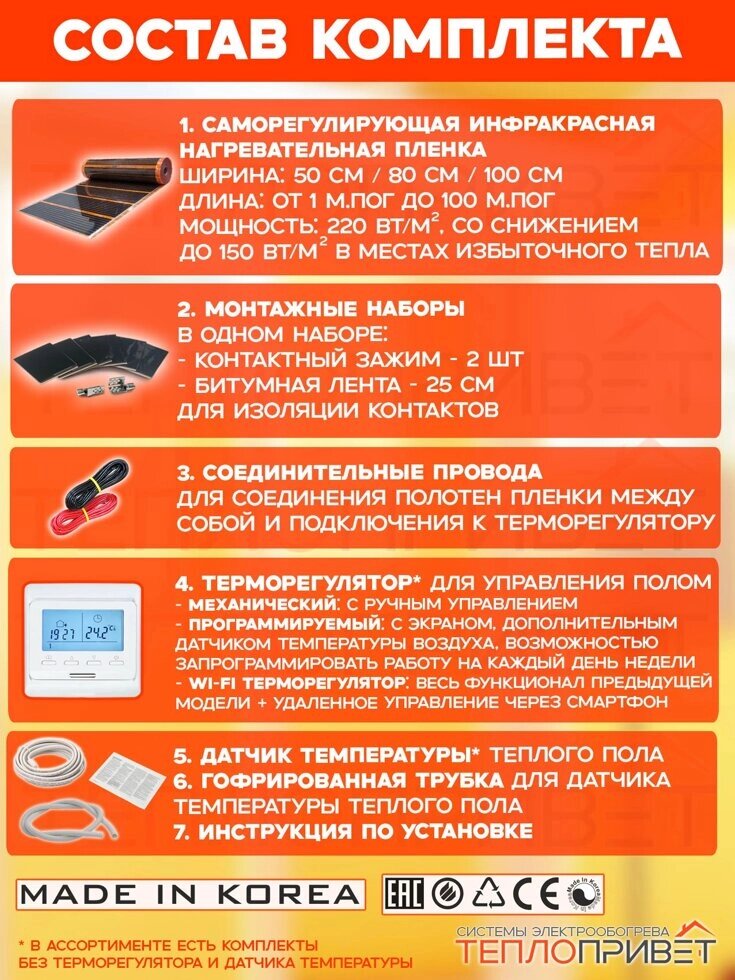 Инфракрасный теплый пол Eastec PTC 80 м. кв 17 600 Вт саморегулирующий готовый комплект 80 см х 100 м от компании ТеплоПривет - Теплый пол, Греющий кабель, Системы обогрева - фото 1