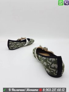 Балетки Dior Диор туфли с буквами CD Зеленый