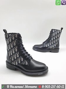 Ботинки Christian Dior на шнуровке черные