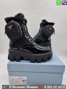 Ботинки Prada Monolith зимние черные
