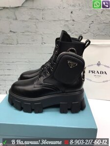 Ботинки Prada на шнуровке черные