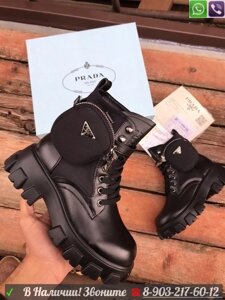 Ботинки Prada на шнуровке черные